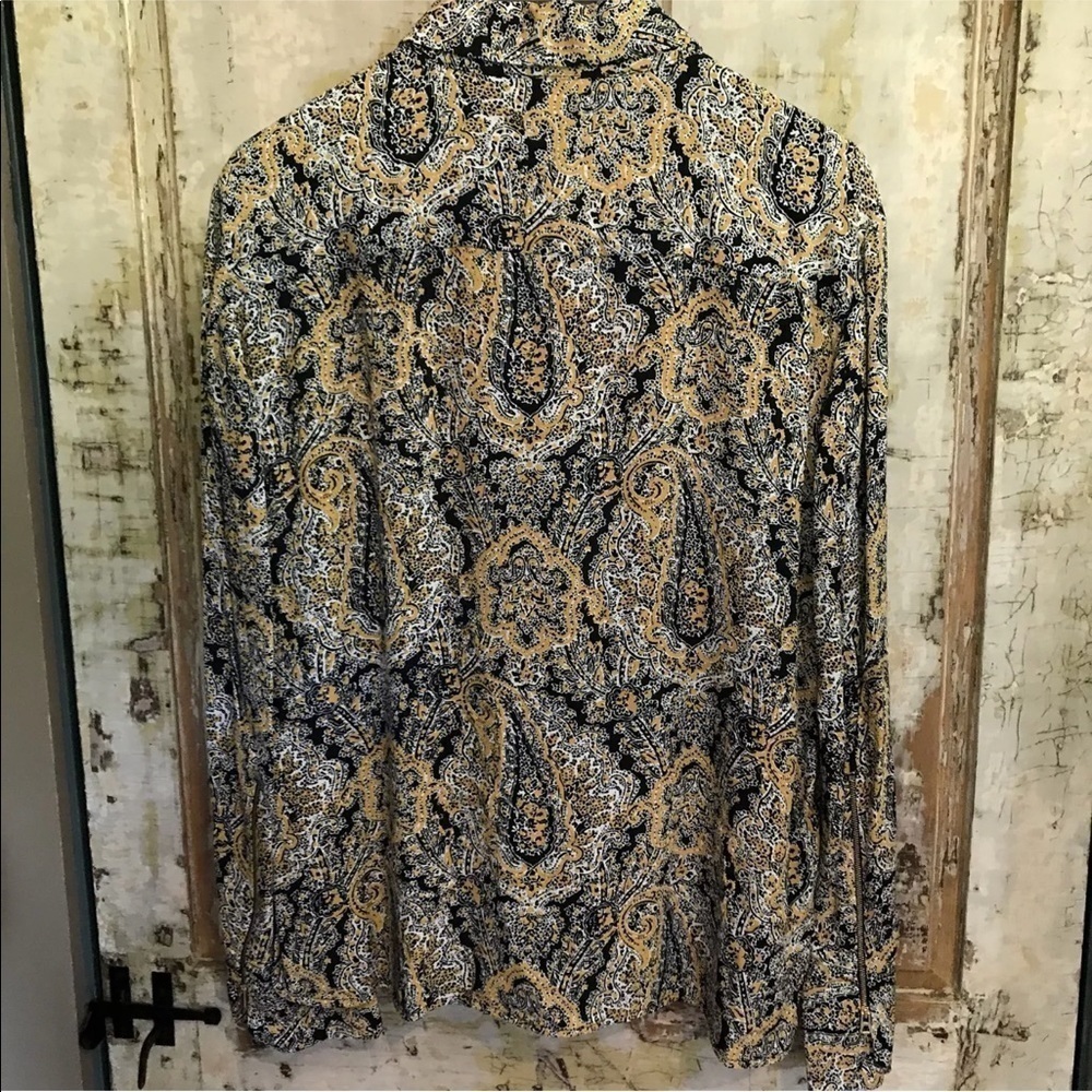 New Zara Women Blouse XS  Paisley Zipper Detail - Picture 4 of 7